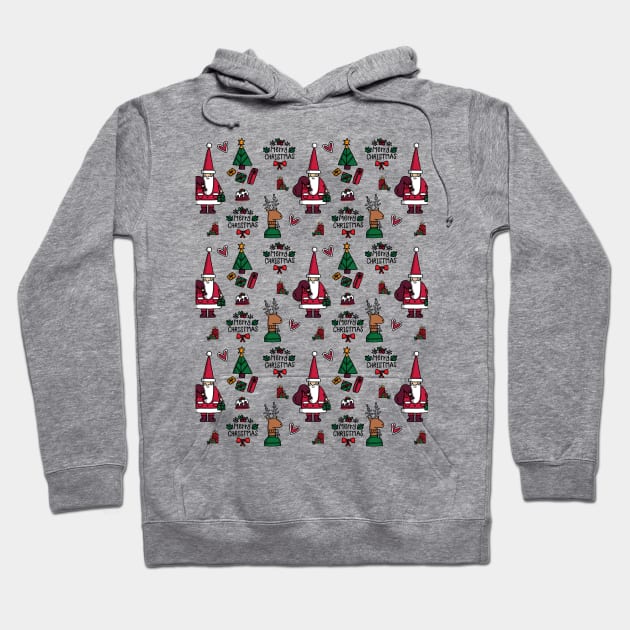 Christmas Santa Pattern Hoodie by POD Anytime